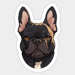 Black color portrait French Bulldog Sticker